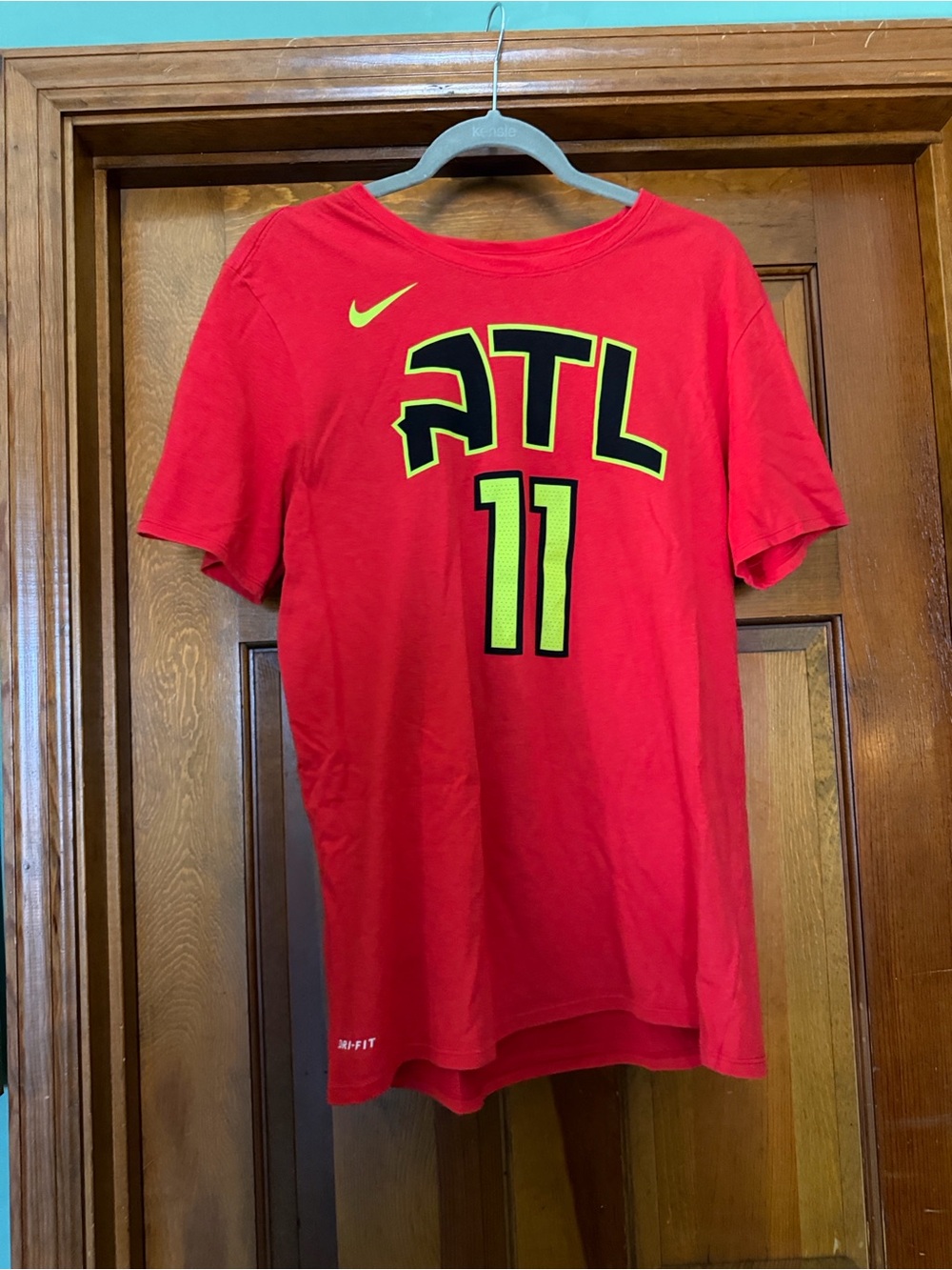 Nike Red Mens ATL #11 Short Sleeve Team Tee with Neon Accents